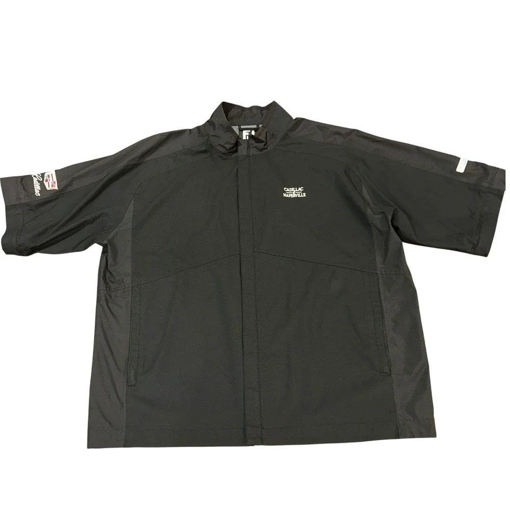 FootJoy DryJoys HydroLite Golf Full Zip Off Cuffs Jacket Mens 2XL Black Cadillac